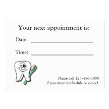 Dental Appointment Card Business Card Templates