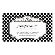 Dental Assistant - Black Polka Dots Business Card Templates