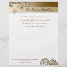 Dentist Flyer Tooth Logo Gold Leaves Glitter