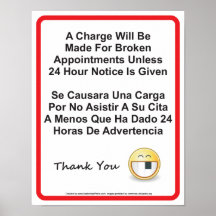 Dentist Office Missed Appointment Wall Sign Poster