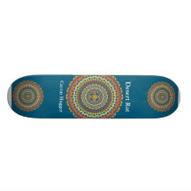 Desert Rat Skateboard with Barrel Cactus Mandalas