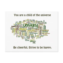Desiderata Motivational Word Cloud Postcard postcards