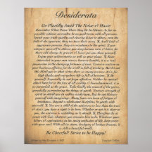 DESIDERATA Poster Max Ehrmann-Embossed Wood Plank