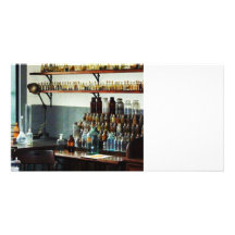 Desk With Bottles of Chemicals Customized Photo Card