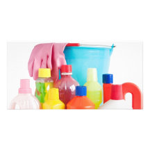 detergent bottles and bucket photo greeting card