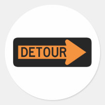 Detour Right Street Sign Round Sticker