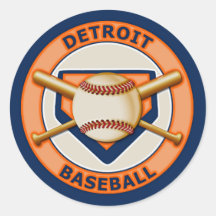 Detroit Baseball Round Stickers