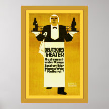 Deutches Theatre Restaurant ~ Vintage Advertising Poster