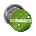 Dew Leaf Nature Personalised Name Buttons