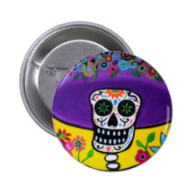 DIA DE LOS MUERTOS CATRINA PINBACK BUTTON