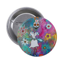DIA DE LOS MUERTOS NURSE BUTTON