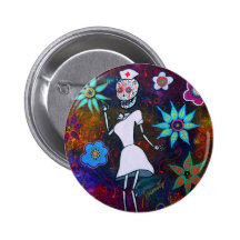 Dia de los Muertos  Nurse Buttons
