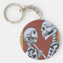 dia de los muertos skeletons in love keychain