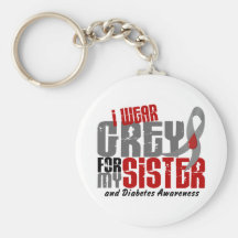 Diabetes I WEAR GREY FOR MY SISTER 6.2 Keychain