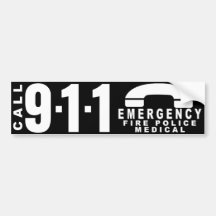 Dial 911 Police Sticker 9 Bumper Sticker