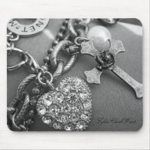 Diamond Cross Black and White Mouse Pads