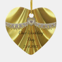 Diamond Fleurette & Satin Gold Christmas Tree Ornament
