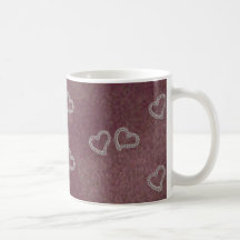 Diamond Hearts on Purple Background Mug
