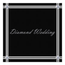Diamond Wedding Anniversary, Black & Silver Invitations