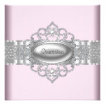 Diamonds Pearls Pink Quinceanera Invitations