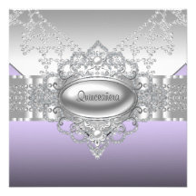 Diamonds Pearls Purple Quinceanera Invitations
