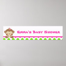 Diddles Monkey Girl Birthday Banner Print