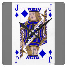 different playing card square wall clock