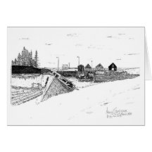Digby Nova Scotia, Canada Fishing Boats, Pen & Ink Card