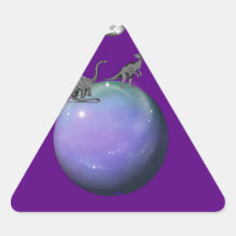 Dino Disco in Space Triangle Sticker