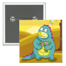dino with flower pin
