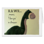 Dinosaur Card Rawr means 'I love you' in dinosaur