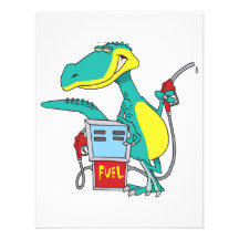 dinosaur gas pump fossil fuel cartoon invitation