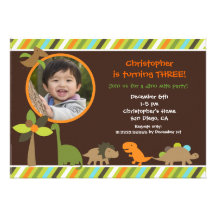 Dinosaur Photo Birthday Party Invitation