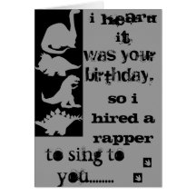Dinosaur Velociraptor birthday rapper card