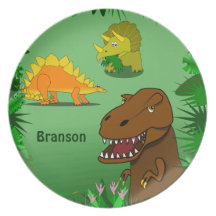 Dinosaurs in the Jungle Personalised Name Dinner Dinner Plates