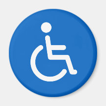 Disabled sign or handicapped symbol blue and white magnet