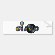 Disco Dancing Mirrored Ball and Vinyl Record Bumper Sticker
