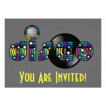 Disco Dancing Mirrored Ball and Vinyl Record Personalized Invite