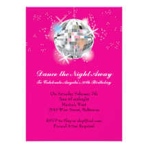 Disco Party Invitation with Hot Pink Background