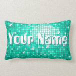Disco Tiles Aqua 'Name' throw pillow lumbar pillows