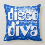 Disco Tiles Dark Blue 'disco diva' throw pillow pillows