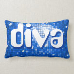 Disco Tiles Dark Blue 'diva' pillow amelia text pillows