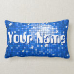 Disco Tiles Dark Blue 'Name' throw pillow lumbar pillows