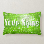 Disco Tiles Green 'Name' throw pillow lumbar pillows