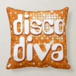 Disco Tiles Orange 'disco diva' throw pillow pillows