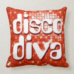 Disco Tiles Red 'disco diva' throw pillow pillows