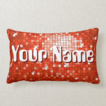 Disco Tiles Red 'Name' throw pillow lumbar pillows