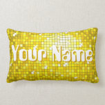 Disco Tiles Yellow 'Name' throw pillow lumbar pillows