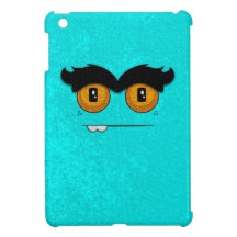 Distressed Aqua Funny Face Unibrow Monster iPad Mini Cases