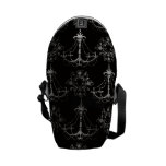 distressed chandelier black white messenger bag